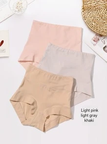 3pcs/Set Young Girls' Multicolor Anti-Bacterial Mid-Waist Tummy Control Triangle Shorts With Breathable Buttock Lift Function, Women's Double-Layer Lock Edge Hipster Panties