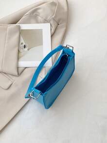 Solid Color Simple Design Women's Felt Shoulder Bag - Baby Blue - View 7