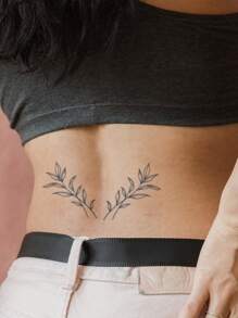 1pc Pvc Waterproof & Sweatproof Symmetrical Leaf Pattern Temporary Tattoo Sticker, For 7-14 Days, Herbaceous Element, Suitable For Fashionable People