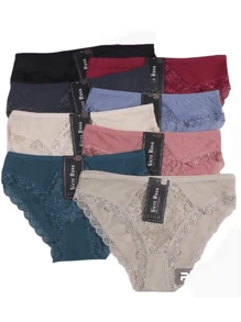 Paquete de 12 Piezas Braga Bikini Con Encaje Para Dama , Calzón de Encaje ( Se Envía en Colores Surtidos y Tallas Surtidas, Se Envía en Diseño al Azar y de Acuerdo a Disponibilidad ) - Multicolor - Ver 11