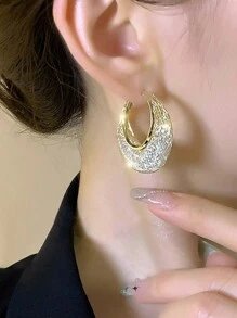 1對/2件銅鋯石網狀空心款高級時尚珠寶耳釘,女性誇張吊墜耳環珠寶禮物 - 彩色 - 查看 1