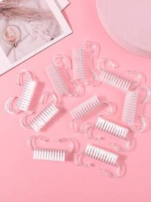 10 قطعة/مجموعة فرشاة أظافر شفافة بشكل نصف قمر لإزالة غبار ومسحوق الأظافر، فرشاة قرن بقرة صغيرة، فرشاة تنظيف مسحوق الغمر، فرشاة مانيكير بدون خشونة