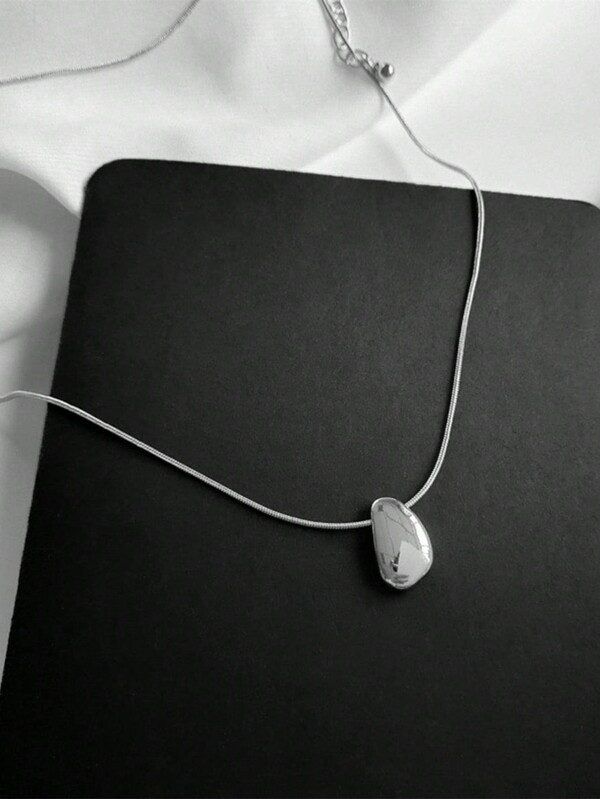 1pc Geometric Design Asymmetrical Water Drop Snake Bone Chain Necklace