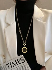 VceTd Một chiếc vòng cổ dài hai mặt màu đen và trắng thời trang mạ vàng có lớp vỏ tự nhiên, thích hợp cho phụ nữ, nam giới và các cặp đôi mặc như dây chuyền áo len - Vàng - Xem 7