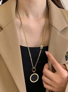VceTd Một chiếc vòng cổ dài hai mặt màu đen và trắng thời trang mạ vàng có lớp vỏ tự nhiên, thích hợp cho phụ nữ, nam giới và các cặp đôi mặc như dây chuyền áo len - Vàng - Xem 8