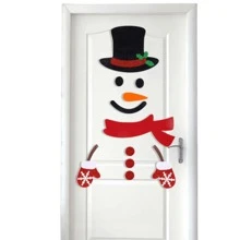 1入組通用多色卡通雪人裝飾毛氈布門貼,適用於商店和窗戶裝飾,聖誕飾品 - 彩色 - 查看 1