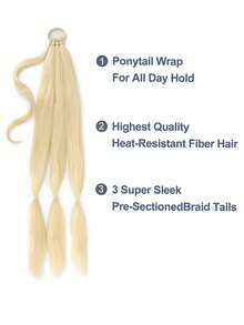 32inch Synthetic Hair Wrap Around Ponytail Extension - Gold - View 5