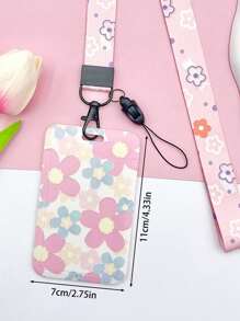 1 Bộ ví đựng thẻ in hình, ví đựng thẻ thời trang có dây đeo, thích hợp cho trường học và văn phòng. - Hồng - Xem 4