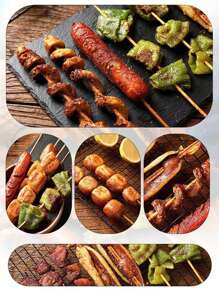 50支25厘米烤肉竹籤,適用於烤肉串,bbq,街頭美食,家庭使用,戶外露營野餐,宵夜小吃店和燒烤餐廳