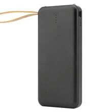 10000mAH Đen Có thể mang đi Pin sạc dự phòng Với 5V/2A Sạc nhanh , Treo Dây thừng , Led Chỉ báo , 4 Cáp , Có thể tháo rời , Đèn LED , Dấu ngoặc , Phong cách Công sở - màu đen - Xem 5