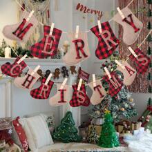 Christmas Decoration Flag Banner, Sock Shaped Merry Christmas Banner For Christmas Party Scene Decor - Multicolor - View 1