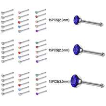 45pcs Stainless Steel Nose Rings, 20g Silver Nose Studs 2mm, 2.5mm, 3mm - 45pcs(L Nose stud) - View 9