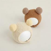 Winter Outdoor Baby Hat For Infant With Thick Plush Material, Adorable Design With Ear Protection - Khaki - View 6