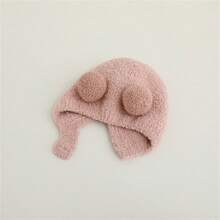 Winter Outdoor Baby Hat For Infant With Thick Plush Material, Adorable Design With Ear Protection - Khaki - View 8