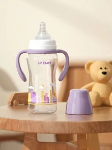 1pc Stylish Baby Bottle With Large Caliber And Grip Handle Made Of Pp Material, Suitable For Daily Use - Lilac Purple - View 6