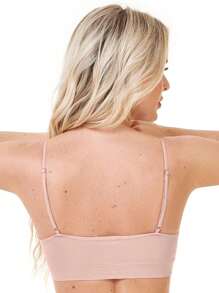 Seamless Top Without Pads Thin Strap Comfortable Everyday Youth Delicate Bra - Màu be - Xem 2