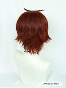 铜棕色直发 12 英寸短层廉价动漫服装假发绫小路清隆角色扮演假发男士男孩高密度合成无胶耐热纤维假发接发学校万圣节感恩节圣诞节服装配饰和 1 件假发帽