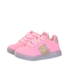 Tenis de menina rosa ou branco glitter com iluminação de led luz pisca infantil juvenil bebe