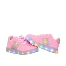 Tenis de menina rosa ou branco glitter com iluminação de led luz pisca infantil juvenil bebe