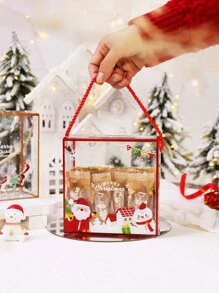 2 Miếng Giáng sinh Theo chủ đề Hoạt hình Ông già Noen & Người tuyết In Cầm tay Hộp Quà , Thích hợp Đối với Dây Quấn Quà tặng Giáng sinh Hoặc Bạn Như Giáng sinh Quà tặng - trắng - Xem 1