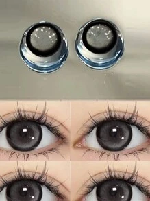 1副叛逆黑灰色美瞳，年抛型，14.5毫米，适合万圣节角色扮演 - 黑灰 - 查看 3