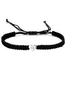 1 Peça Pulseira Charme De Alfabeto Em Tecido Simples E Fashion De Jóias, Pulseira De Amizade Para Casais E Amigos
