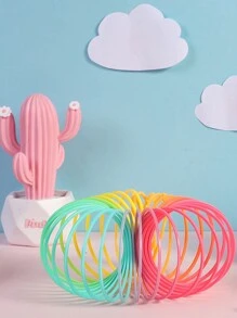 1 pieza Juguete de resorte elástico arcoíris de color aleatorio para entrenamiento de inteligencia, círculo mágico de plástico en espiral, juguetes para niñas>juguetes anti-estrés, juguetes educativos para niños, pequeños regalos para niños