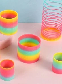 1 pieza Juguete de resorte elástico arcoíris de color aleatorio para entrenamiento de inteligencia, círculo mágico de plástico en espiral, juguetes para niñas>juguetes anti-estrés, juguetes educativos para niños, pequeños regalos para niños