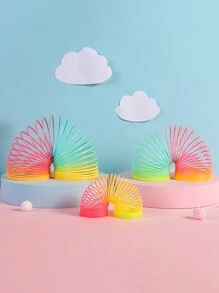 1 pieza Juguete de resorte elástico arcoíris de color aleatorio para entrenamiento de inteligencia, círculo mágico de plástico en espiral, juguetes para niñas>juguetes anti-estrés, juguetes educativos para niños, pequeños regalos para niños