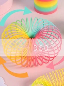 1 pieza Juguete de resorte elástico arcoíris de color aleatorio para entrenamiento de inteligencia, círculo mágico de plástico en espiral, juguetes para niñas>juguetes anti-estrés, juguetes educativos para niños, pequeños regalos para niños