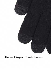 2 Pairs Kids Winter Touchscreen Warm Running Cycling Soccer Football Outdoor Sports Knit Gloves For Boys And Girls - Grey - View 6