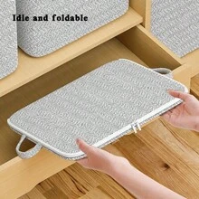 拉鍊式衣物儲物袋,設有防塵設計,創意大容量儲物袋,適用於搬家、客廳、臥室儲物籃 - 灰色 - 查看 6