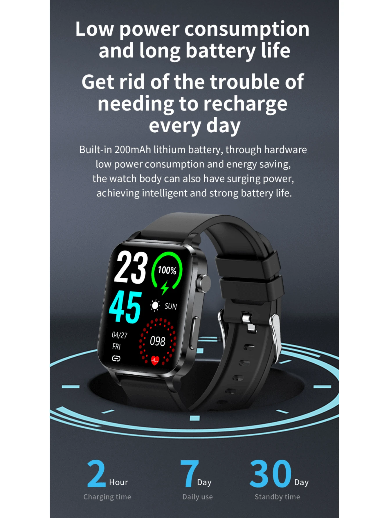 LORDWEY F100 Smart Watch 1.7inch Laser Treatment Body Temperature Blood ...