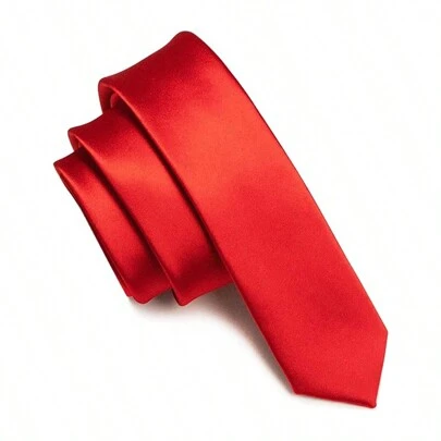 1pc Men's Solid Color Tie, Business Formal Narrow Tie (5cm) Casual Men Necktie