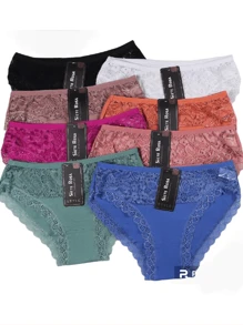Paquete de 12 Piezas Braga Bikini Con Encaje Para Dama , Calzón de Encaje ( Se Envía en Colores Surtidos y Tallas Surtidas, Se Envía en Diseño al Azar y de Acuerdo a Disponibilidad ) - Multicolor - Ver 9