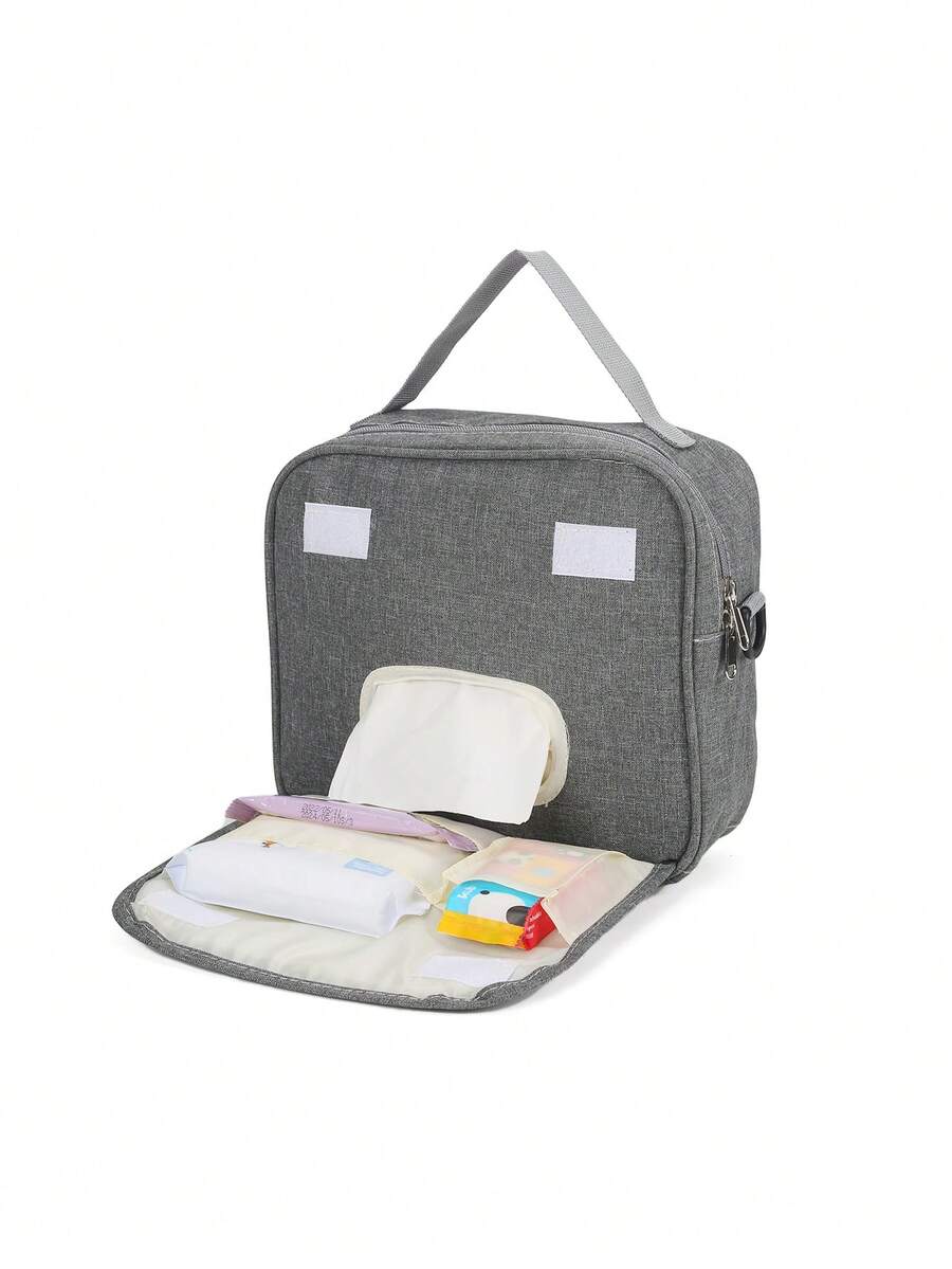 Có thể mang đi Túi Diaper Đối với Mẹ , Em bé Tã lót Thay đổi Túi xách Túi đeo vai Đối với Du lịch ngoài trời - Màu Xám nhạt - Xem 1