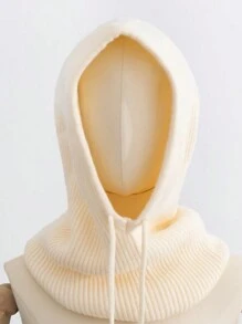 1pc Women's Beret Hat With Scarf & Pom-pom Detail, Knitted Earflap Beanie - Beige - View 12