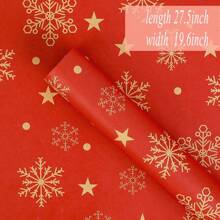 10pcs/Pack Christmas Wrapping Paper Snowflake Print, 50cm X 70cm, Suitable For Festival Party Gift Wrapping Decoration, Christmas