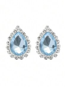 Retro Tear Drop Crystal Rhinestone Earring Stud for Women 1 Pair