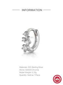 SereneSpark 1個925銀單排鑲嵌鑽石耳環,男女皆宜的日常裝飾