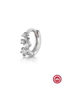 SereneSpark 1個925銀單排鑲嵌鑽石耳環,男女皆宜的日常裝飾