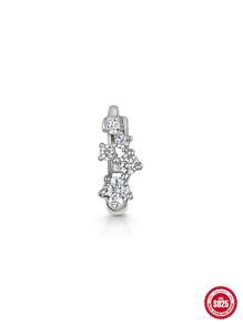 SereneSpark 1個925銀單排鑲嵌鑽石耳環,男女皆宜的日常裝飾