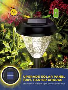 2 件装/4 件装超亮太阳能灯户外防水，2023 年新款暖白色 LED 太阳能景观灯，适用于庭院围栏，户外太阳能灯，适用于室外花园庭院装饰，黄昏到黎明长达 12 小时太阳能户外通道花园灯自动开/关，LED 景观照明装饰，适用于走道露台庭院节日装饰 - 黃色 - 查看 6