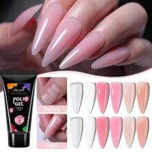 XEIJAYI 6支装15毫升美甲延长胶水晶延长胶多用途凝胶美甲贴片和美妆艺术裸色透明延长胶美甲增强胶用于美甲DIY延长胶强化指甲初学者DIY美甲美甲打造更长更强韧的指甲 - 彩色 - 查看 5