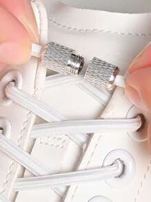 1雙螺旋線帽白色無繫帶時尚彈性運動鞋鞋帶,適用於運動鞋,運動鞋