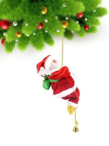 1入組聖誕老人攀爬串珠音樂手機裝飾,約9吋,電池供電,帶燈、音樂和聲音效果,聖誕裝飾品(不含電池) - 彩色 - 查看 2