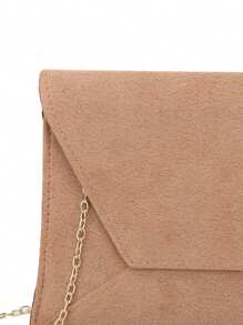 Fashion Flip Cover Clutch Bag With Metallic Chain - Coffee Brown - View 6