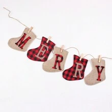 Christmas Decoration Flag Banner, Sock Shaped Merry Christmas Banner For Christmas Party Scene Decor - Multicolor - View 6