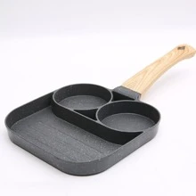 3-Lỗ Trứng Cái quạt Cắm trại Dã ngoại Chảo Bữa sáng Trứng ốp la Chảo Bằng phẳng Không dính Nồi Thích hợp Đối với Ngoài trời Dã ngoại Nhà  Sử dụng , Ngày lễ Cửa hàng , Phòng bếp chất liệu - Xám - Xem 3
