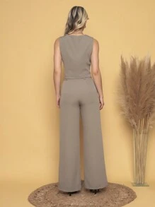 Conjunto De Alfaiataria Feminino Colete + Calça Moda Casual/Social